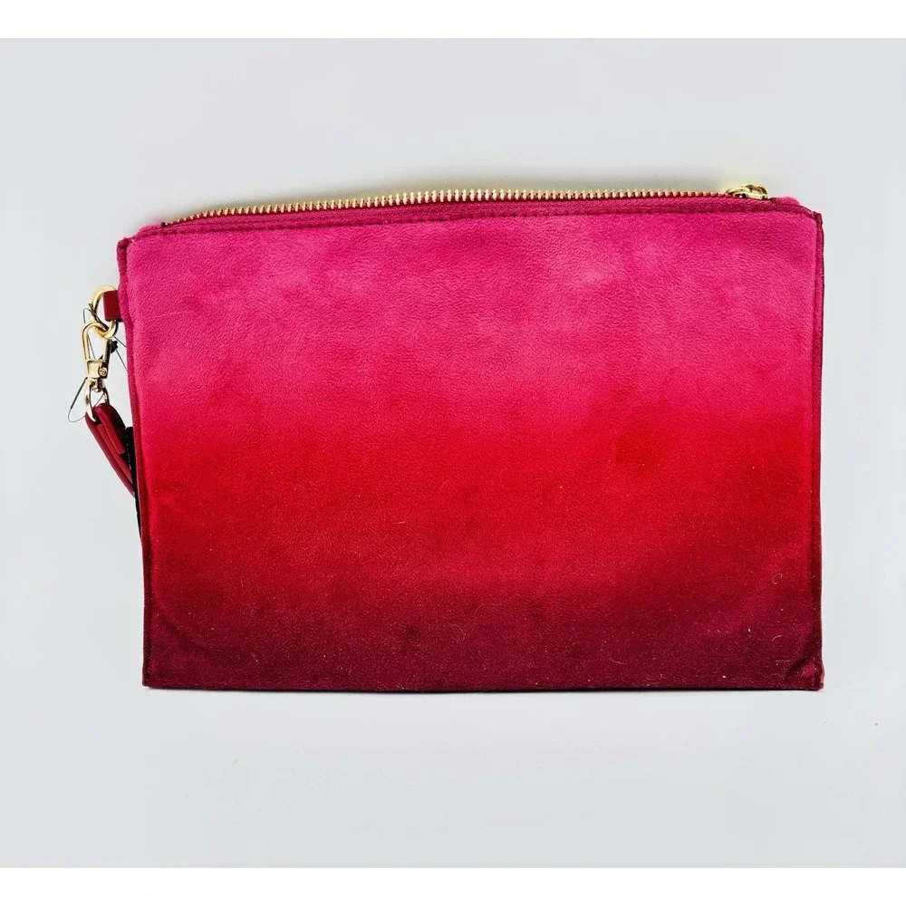 NWT Pink Wristlet Wallet‎ Clutch Vegan Leather Zip Pouch Card Holder Bag